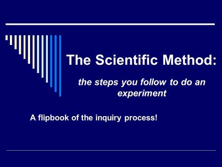The Scientific Method: A flipbook of the inquiry process! the steps you follow to do an experiment.
