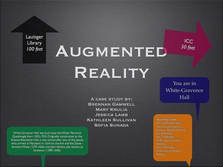 What is Augmented Reality? * Augmented reality is a live view of a physical real-world environment whose elements are merged with (or augmented by) virtual.