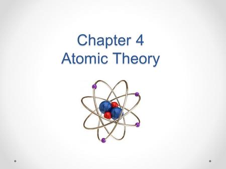 Chapter 4 Atomic Theory Matter Matter All matter is made of atoms o Alone as elements Au, Na, O, He o In combination of elements as compounds H 2 O,