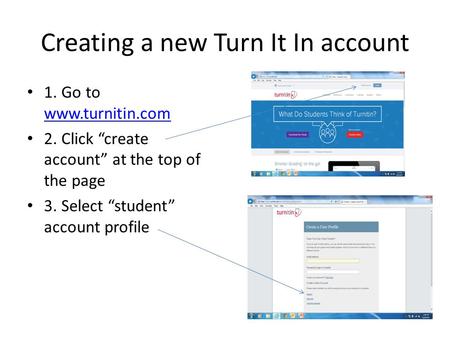 Creating a new Turn It In account