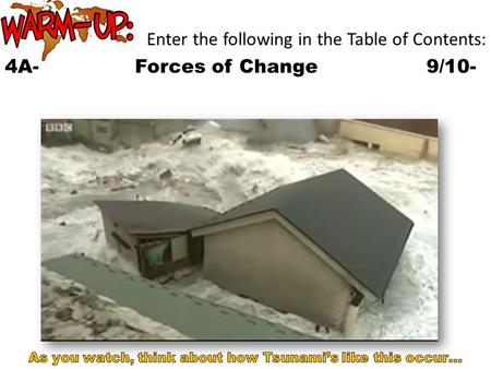 Enter the following in the Table of Contents: 4A- Forces of Change 9/10-