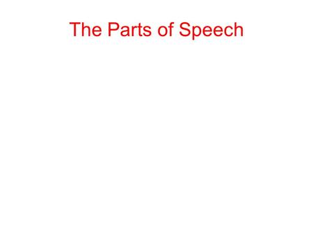 The Parts of Speech.