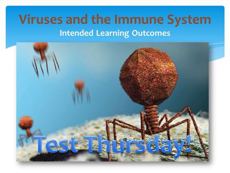Viruses and the Immune System Intended Learning Outcomes.