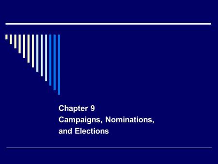 Chapter 9 Campaigns, Nominations, and Elections. Who Wants to be a Candidate? There are two categories of individuals who run for office—the self-starters.