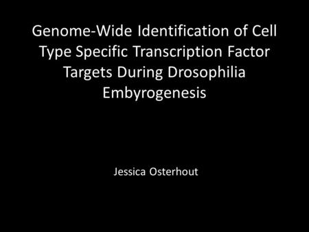 Genome-Wide Identification of Cell Type Specific Transcription Factor Targets During Drosophilia Embyrogenesis Jessica Osterhout.