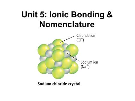 Unit 5: Ionic Bonding & Nomenclature. Section 1: Ions Pyrite (FeS 2 ) is a common mineral that is often mistaken for gold—hence its nickname, “fool’s.