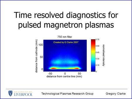 Gregory ClarkeTechnological Plasmas Research Group Time resolved diagnostics for pulsed magnetron plasmas.