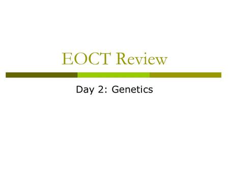 EOCT Review Day 2: Genetics.