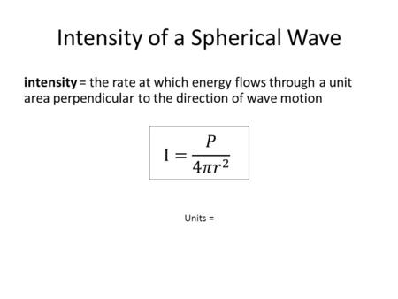 Intensity of a Spherical Wave