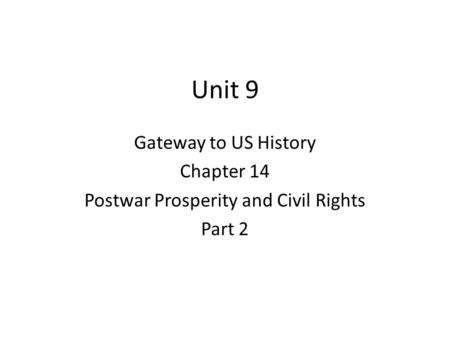 Postwar Prosperity and Civil Rights