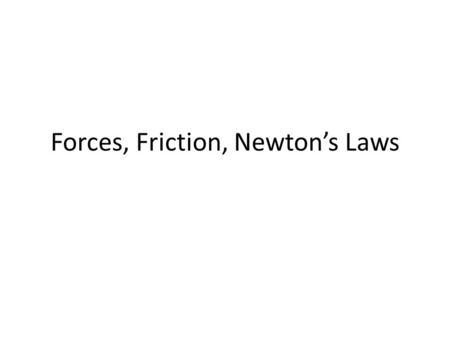 Forces, Friction, Newton’s Laws. Unit: Forces, Friction, Newtons Laws Wednesday, Feb 1, 2012 Objective: SWBAT define force and friction and list examples.