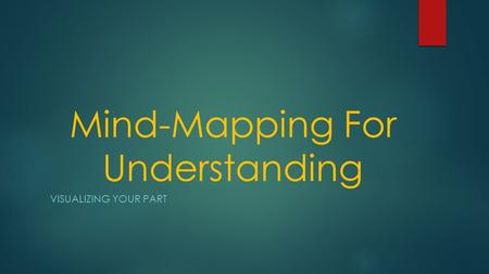 Mind-Mapping For Understanding VISUALIZING YOUR PART.