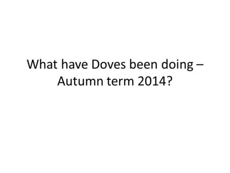 What have Doves been doing – Autumn term 2014?. We will remember the soldiers once more...