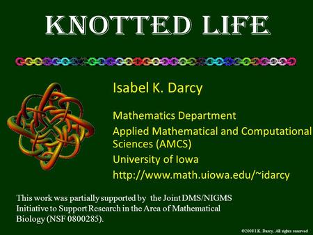 Isabel K. Darcy Mathematics Department Applied Mathematical and Computational Sciences (AMCS) University of Iowa  ©2008.
