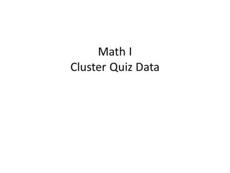 Math I Cluster Quiz Data. Math I Unit 2 Represent & Solve Equations & Inequalities Graphically.