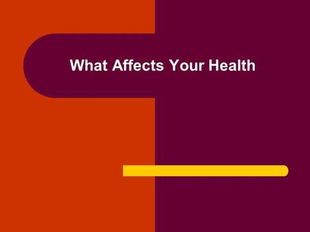What Affects Your Health. Objectives: Influences on your health Objective 1: Analyze how influences such as heredity, environment, attitude, Behavior,