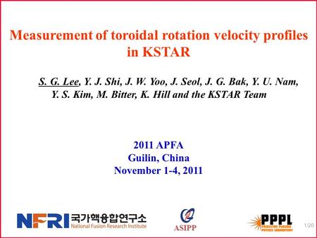 Measurement of toroidal rotation velocity profiles in KSTAR S. G. Lee, Y. J. Shi, J. W. Yoo, J. Seol, J. G. Bak, Y. U. Nam, Y. S. Kim, M. Bitter, K. Hill.