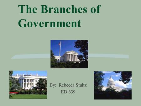 The Branches of Government By: Rebecca Stultz ED 639.