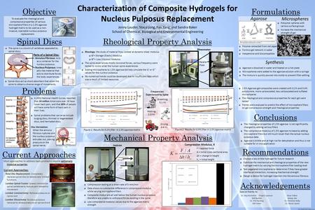 Characterization of Composite Hydrogels for Nucleus Pulposus Replacement Rheological Property Analysis Acknowledgements Dr. Skip Rochefort - Project Sponsor.