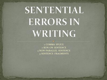 SENTENTIAL ERRORS IN WRITING