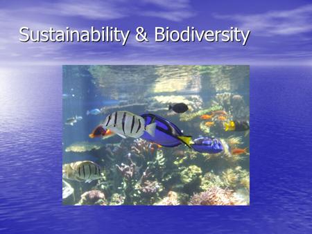 Sustainability & Biodiversity. Sustainability Sustain: Sustain: –survive over time Ability: Ability: –able to do something Sustainability: Sustainability:
