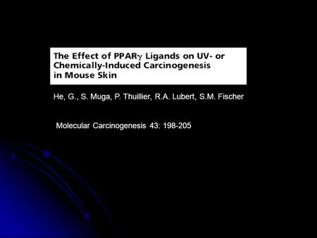 Molecular Carcinogenesis 43: 198-205 He, G., S. Muga, P. Thuillier, R.A. Lubert, S.M. Fischer.