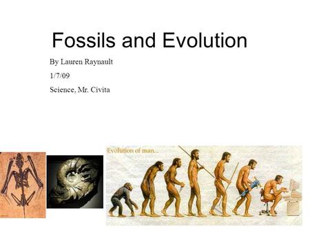 Fossils and Evolution By Lauren Raynault 1/7/09 Science, Mr. Civita.