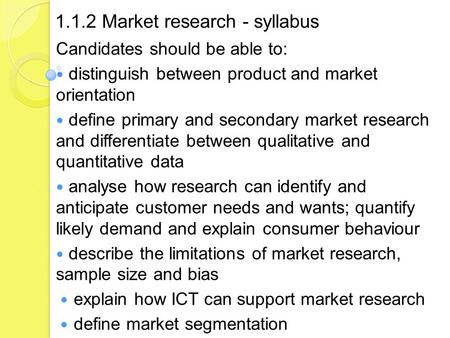 1.1.2 Market research - syllabus