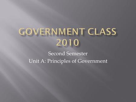 Second Semester Unit A: Principles of Government.