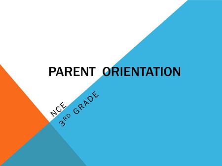 PARENT ORIENTATION NCE 3 RD GRADE CURRICULUM—MATH The 3 rd Grade math curriculum is problem- solving based. Instruction will be provided in whole group.