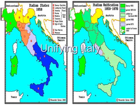 Unifying Italy. Background For centuries leading up to the 19 th century, Italians had considered themselves not to be Italian, but to be Venetian or.