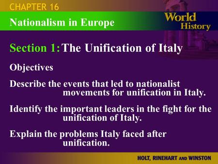 Section 1: The Unification of Italy