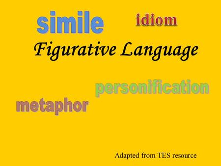 Figurative Language Adapted from TES resource Figurative Language The opposite of literal language is figurative language. Figurative language is language.
