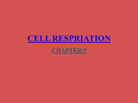 CELL RESPRIATION CHAPTER 9. 9–1CHEMICAL PATHWAYS Chemical Energy and Food Calorie – amount of energy needed to raise1 gram of water 1 0 Celcius. Cells.