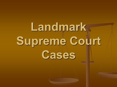 Landmark Supreme Court Cases. Marbury v. Madison (1803) Question – Does the Supreme Court have the authority to declare laws passed by Congress unconstitutional?