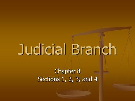 Judicial Branch Chapter 8 Sections 1, 2, 3, and 4.