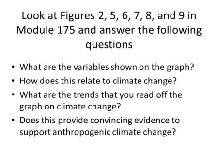 Look at Figures 2, 5, 6, 7, 8, and 9 in Module 175 and answer the following questions What are the variables shown on the graph? How does this relate to.