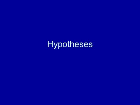 Hypotheses. What is a hypothesis? A precise and testable statement A prediction about what the outcome of an experiment will be Usually derived from a.
