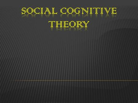  Social cognitive theory is acquiring symbolic representations through observation.  Learning through imitation of observed behaviour.