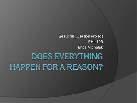 Beautiful Question Project PHL 103 Erica Michalak.
