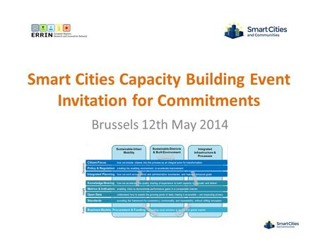Smart Cities Capacity Building Event Invitation for Commitments Brussels 12th May 2014.