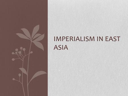 IMPERIALISM IN EAST ASIA. Interest Before Imperialism China offered trade by Europe, they refused China was largely self-sufficient, not needing anything.