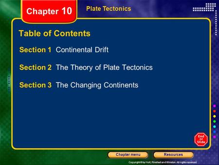 Chapter 10 Table of Contents Section 1 Continental Drift