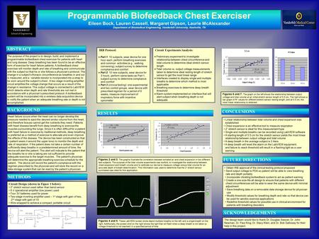 Programmable Biofeedback Chest Exerciser Eileen Bock, Lauren Cassell, Margaret Gipson, Laurie McAlexander Department of Biomedical Engineering, Vanderbilt.
