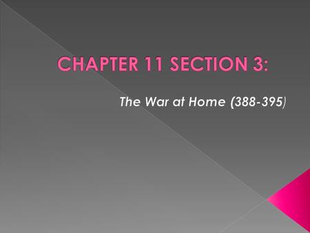 CHAPTER 11 SECTION 3: The War at Home (388-395).