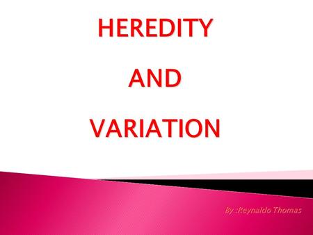 HEREDITYAND VARIATION By :Reynaldo Thomas. What Are Genes?  Each cell in the human body contains approximately 25,000 to 35,000 genes.  Your genes has.