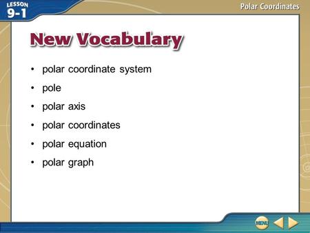 Vocabulary polar coordinate system pole polar axis polar coordinates polar equation polar graph.