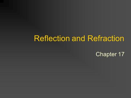 Reflection and Refraction Chapter 17. Law of Reflection θiθi θrθr θ i angle of incidence θ i angle of reflection.