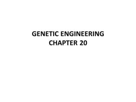 GENETIC ENGINEERING CHAPTER 20