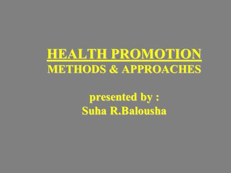 Integrative Course of For Health Promotion